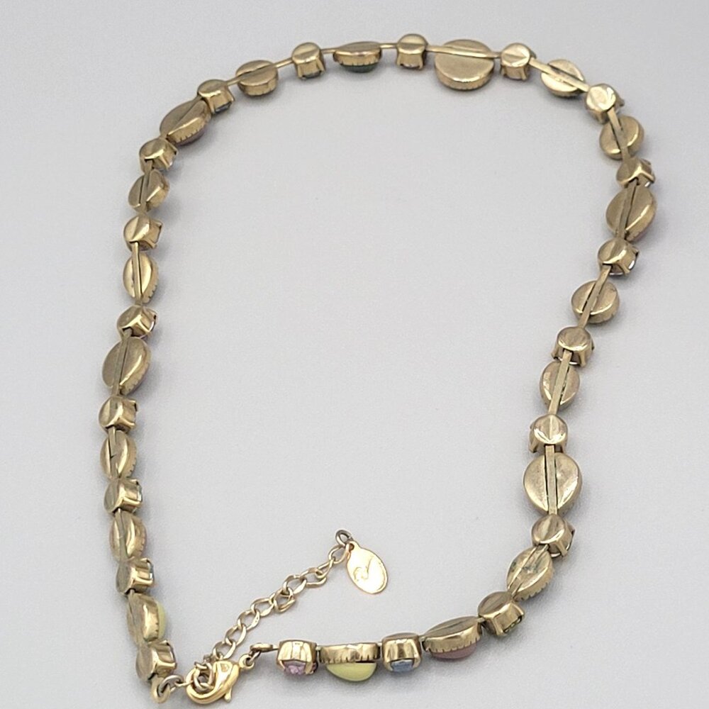 Vida Multicolor Beaded Crystal Necklace Gold Tone Metal Vintage Signed - Picture 6 of 9